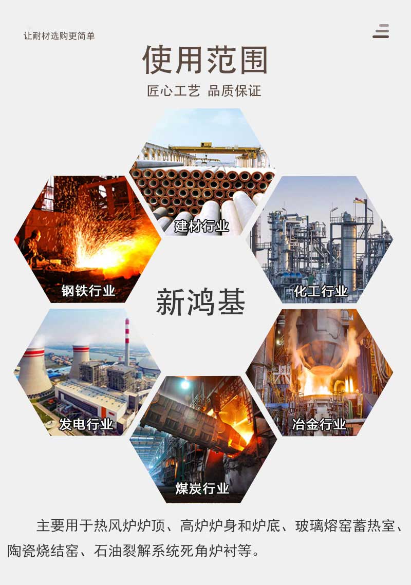 高溫莫來石磚適用范圍