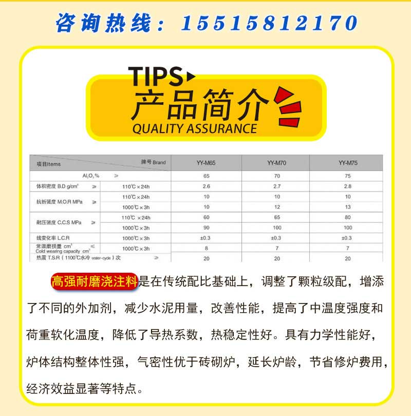 高強耐磨澆注料產(chǎn)品簡介